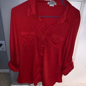 Red button down shirt